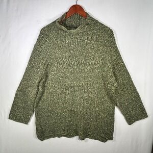 Habitat Clothes to Live In Green Chunky Knit Mock Neck Sweater Womens M/L USA